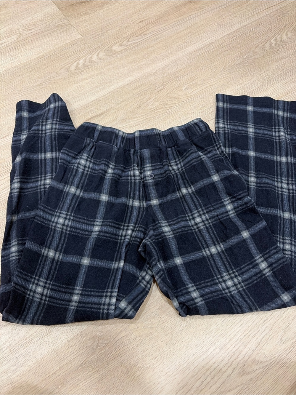 Men Plaid Elastic-Waist Pants - Navy Gray
